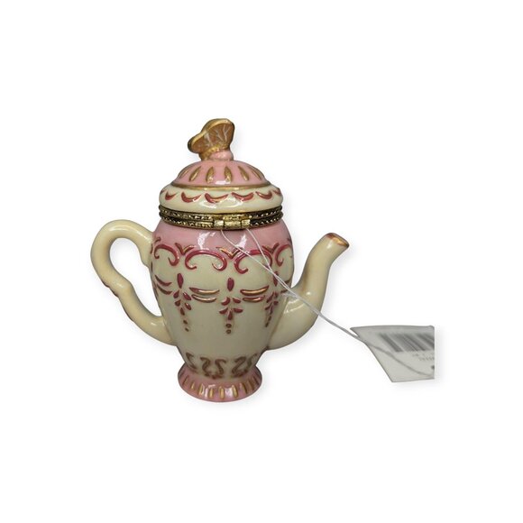 Vintage 1999 NWT A Special Place Ceramic Hinged Tea Pot Trinket Vessel w/Box 4" - Picture 3 of 13